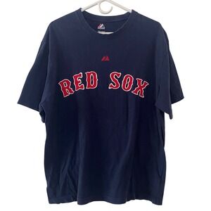 Boston Red Sox Majestic Ellsbury #2 Sewn Felt Logo T Shirt Men's XL MLB Navy Red